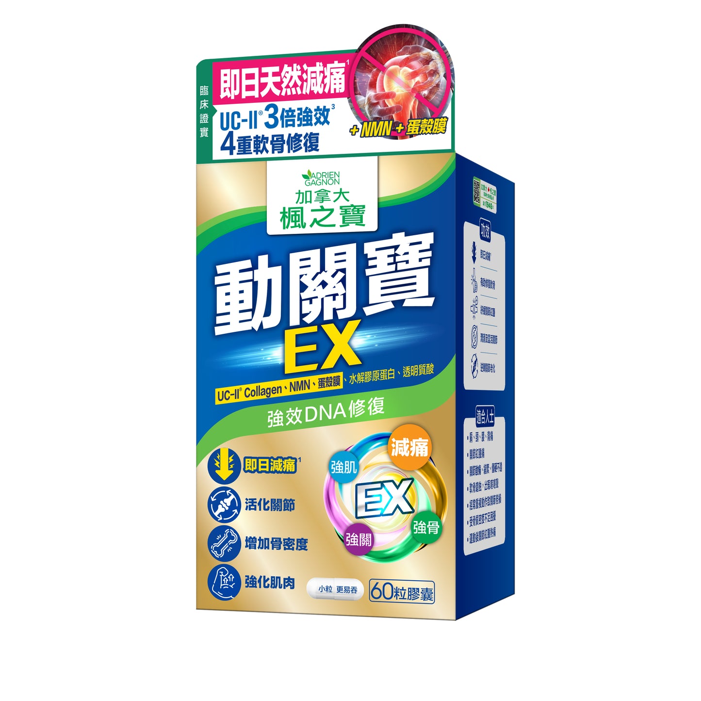 動關寶 EX UC-II膠原蛋白 + NMN + 蛋殼膜 (60粒)