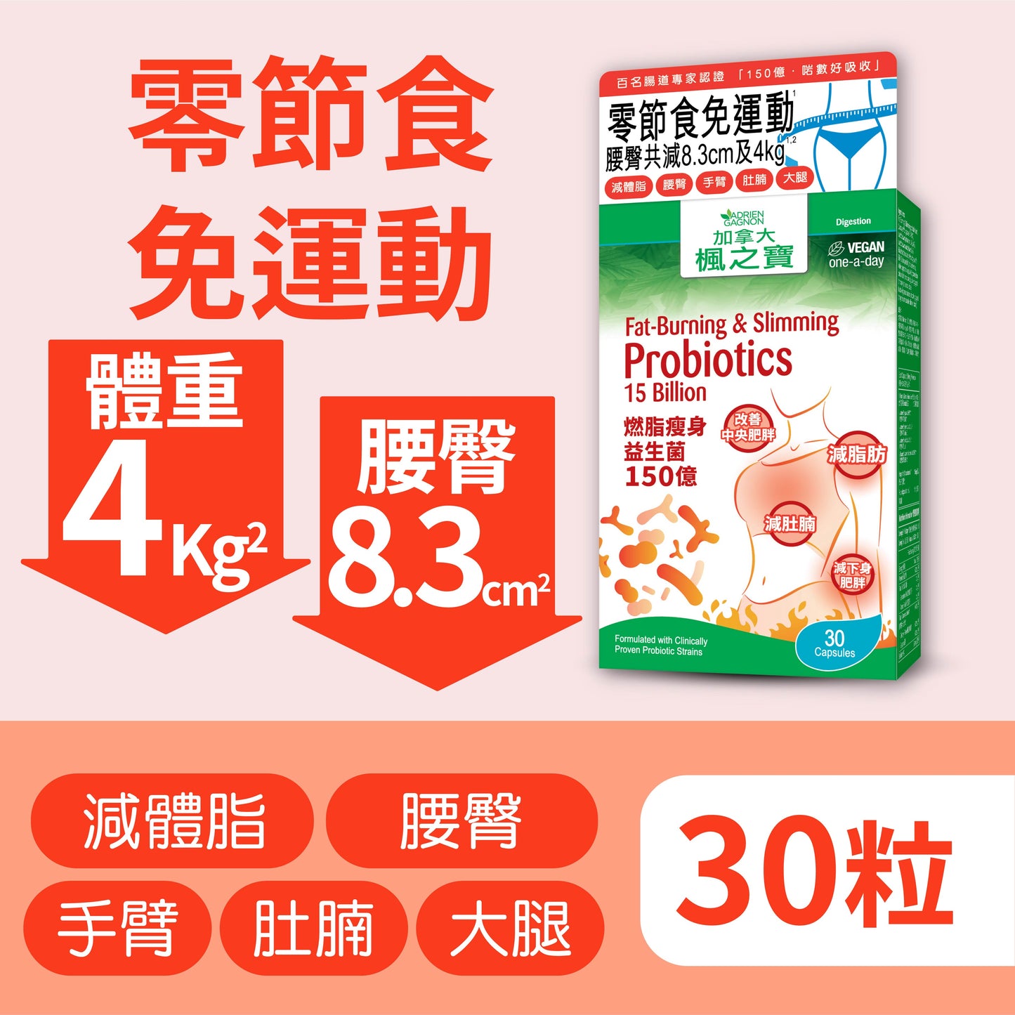 Fat-Burning & Slimming Probiotics 15 Billion (30 CAPSULES)