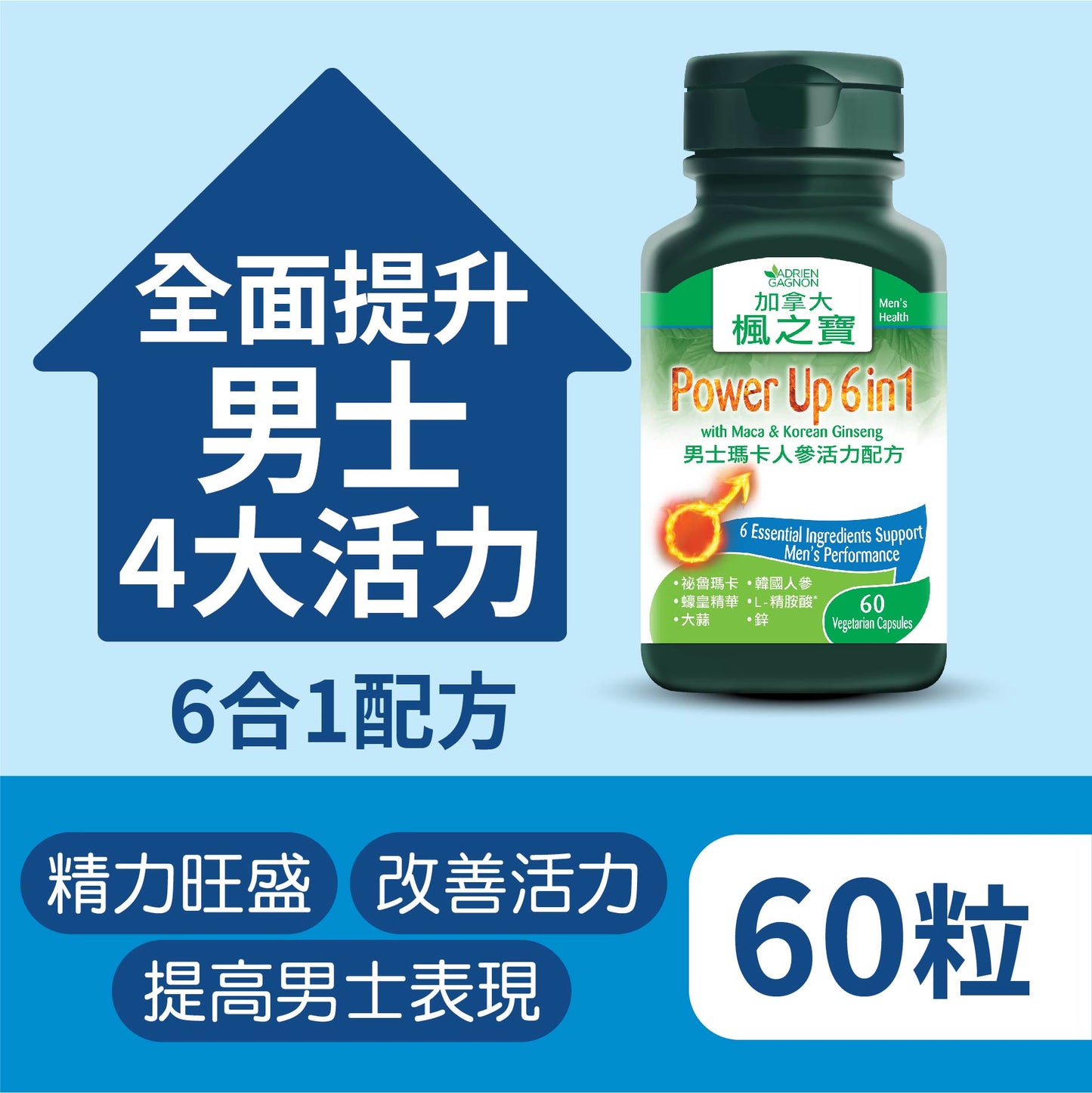 Power Up 6 in 1 with Maca & Korean Ginseng (60 Capsules)