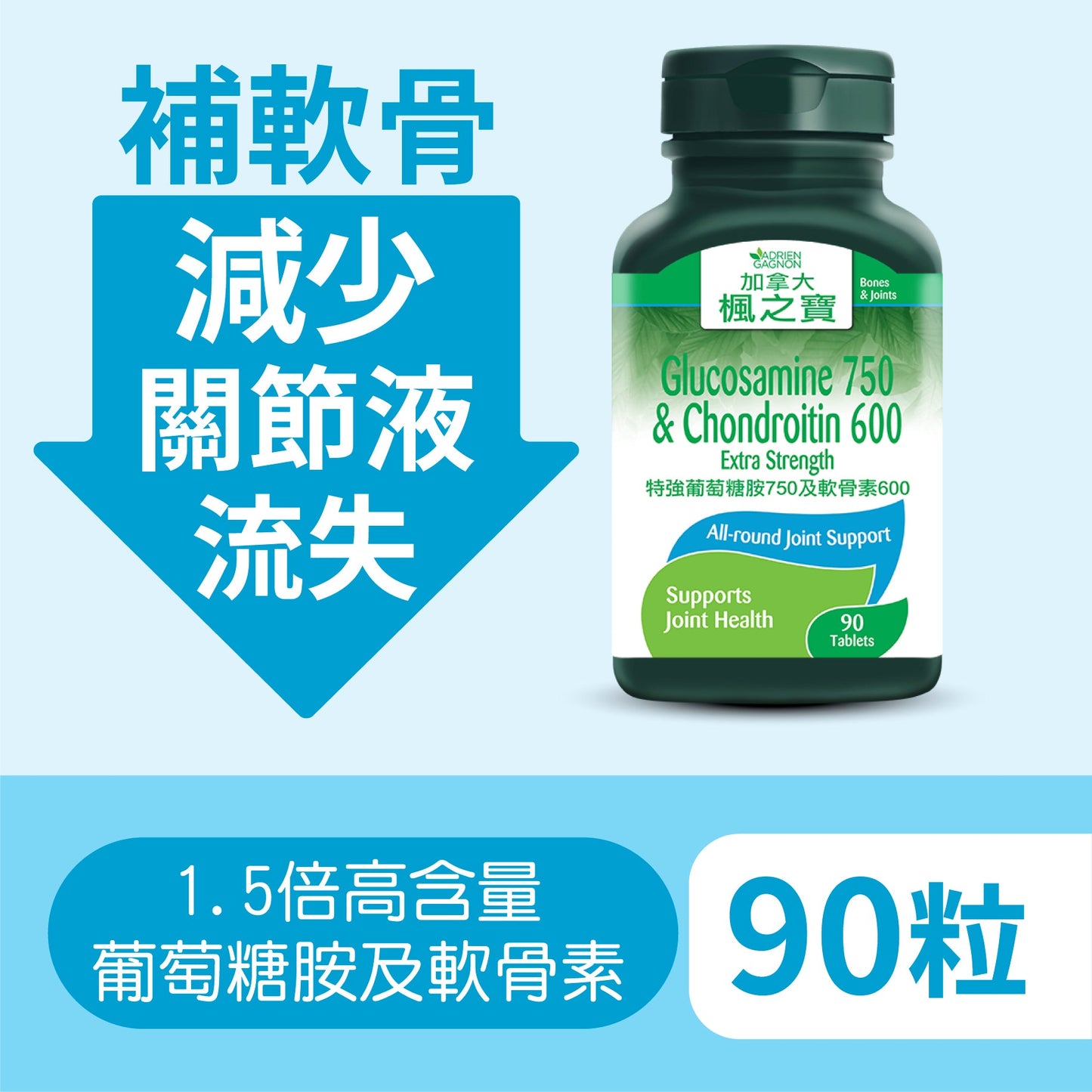 Glucosamine 750 & Chondroitin 600 Extra Strength (90 Tablets)