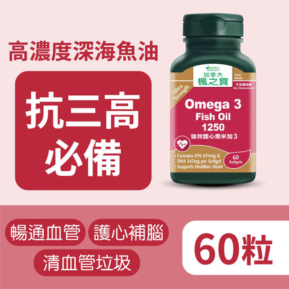 Omega 3 Fish Oil 1250 (60 Softgels)