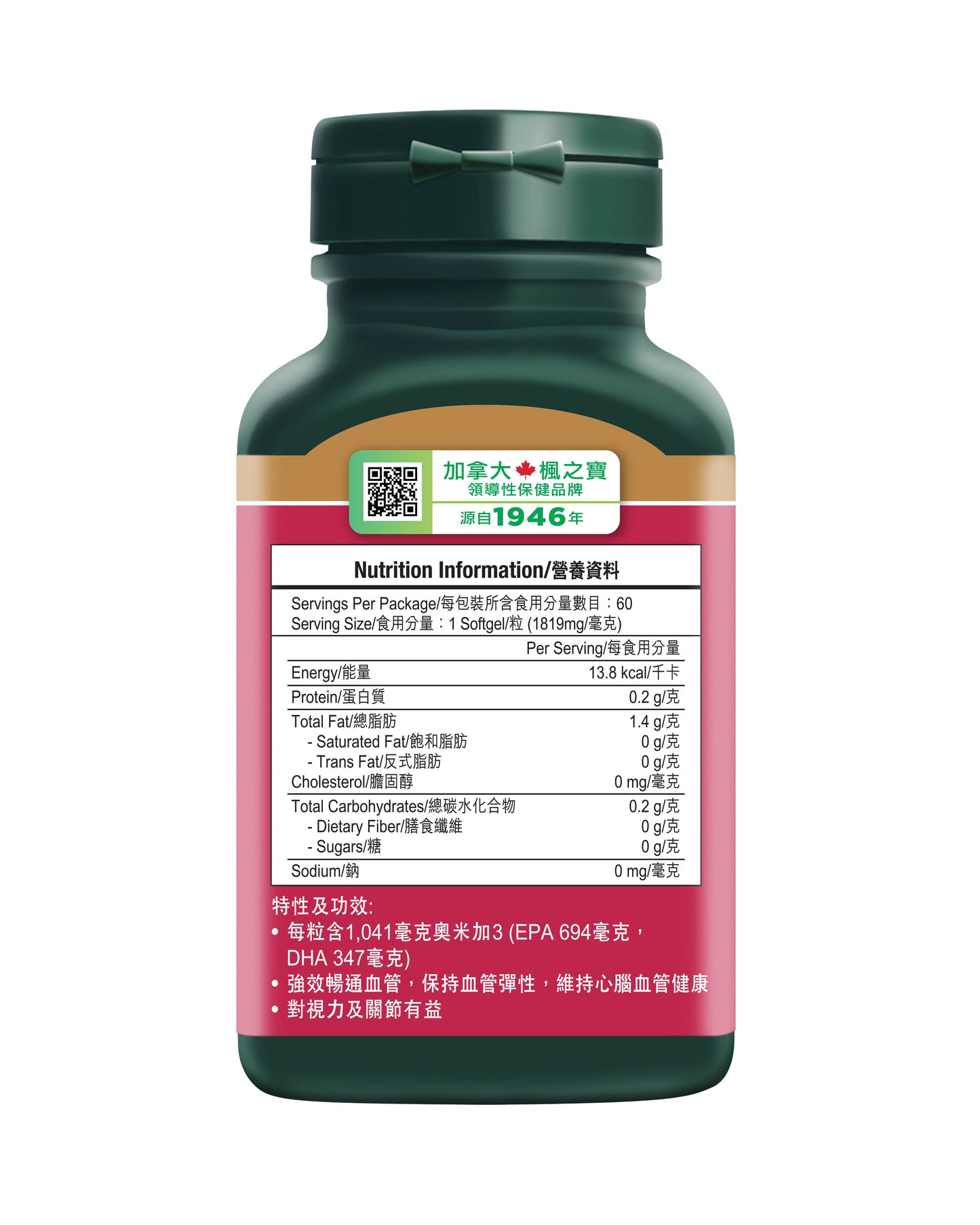 Omega 3 Fish Oil 1250 (60 Softgels)