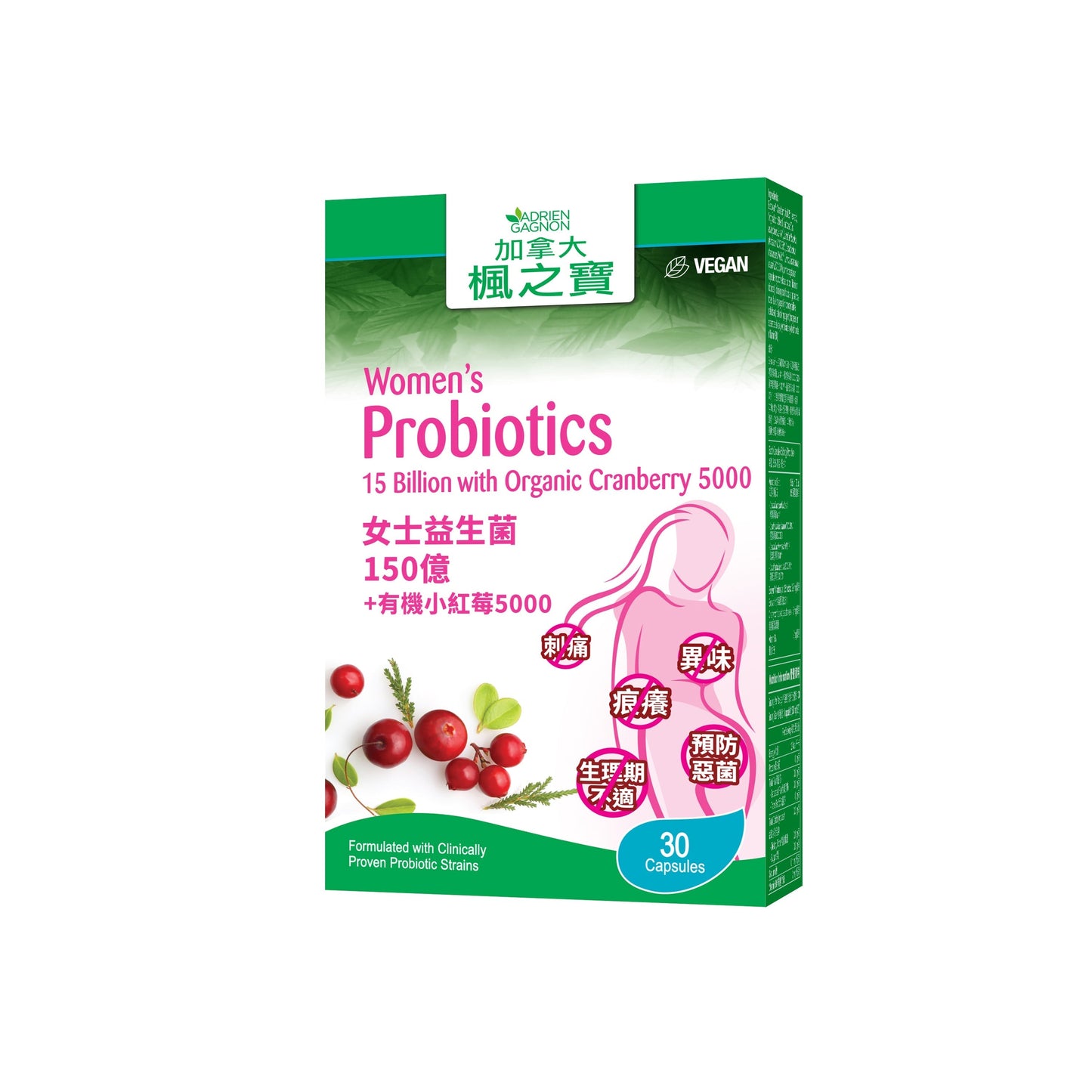 Women's Probiotics 15 Billion with Organic Cranberry 5000 (30 Capsules)